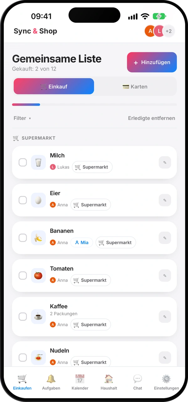 Sync & Shop – gemeinsame Einkaufsliste