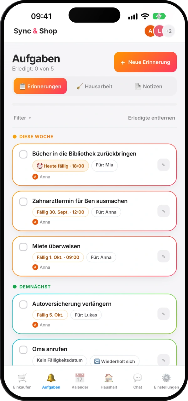 Sync & Shop – Erinnerungen
