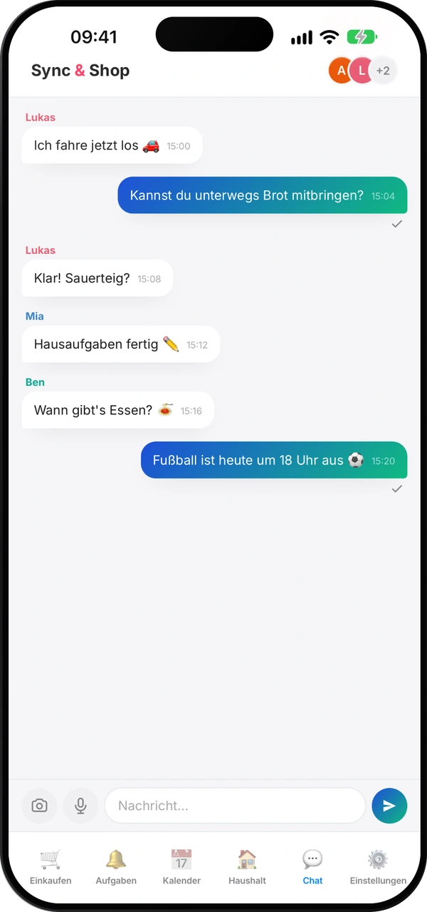 Sync & Shop – Gruppenchat