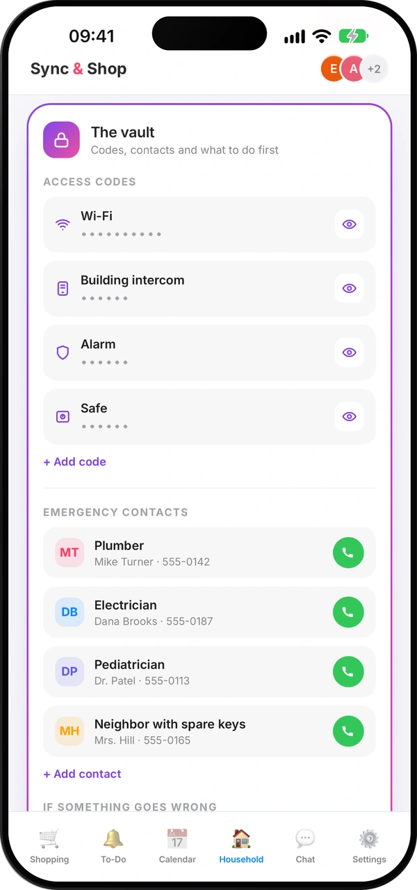 Sync & Shop vault screen