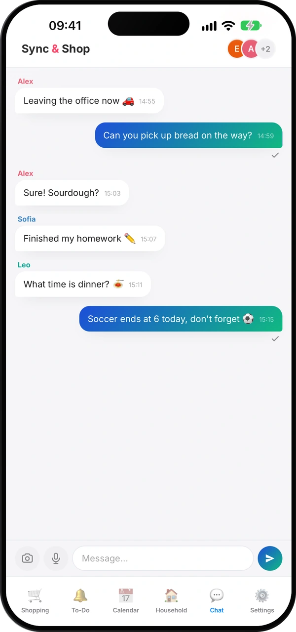 Sync & Shop group chat screen