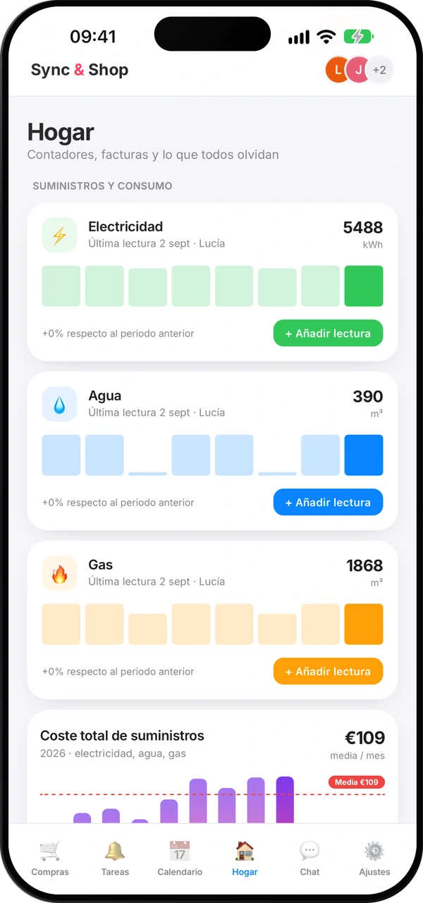 Pantalla Hogar de Sync & Shop